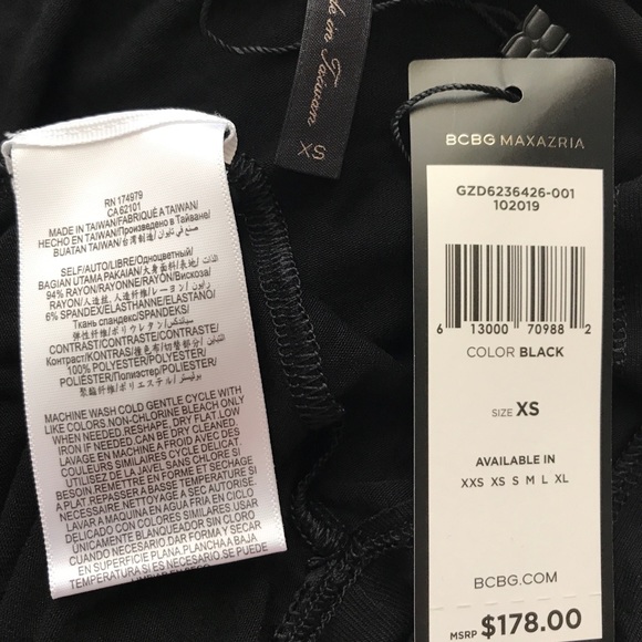 SOLD!BCBGMaxAzria Twist-Front Knit Black Dress, XS - Picture 5 of 7